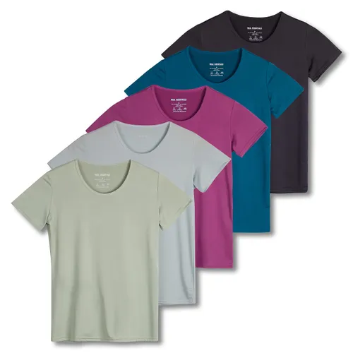 5 Pack: Women's Dry Fit Tech Stretch Short-Sleeve Crew Neck