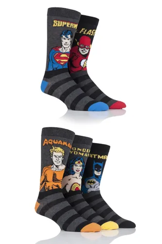 5 Pair Assorted Justice League Aquaman, Flash, Superman, Batman and Wonder Woman Socks Unisex 6-11 Mens - Film & TV Characters