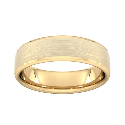 6mm Slight Court Heavy Polished Chamfered Edges With Matt Centre Wedding Ring In 18 Carat Yellow Gold - Ring Size V