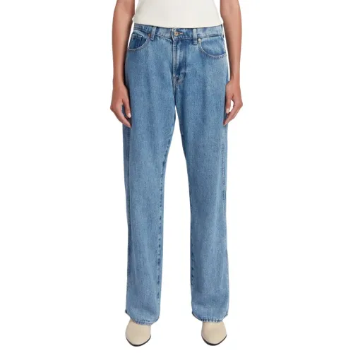 7 For All Mankind , Blue Tess High-Waisted Straight Leg Jeans ,Blue female, Sizes: