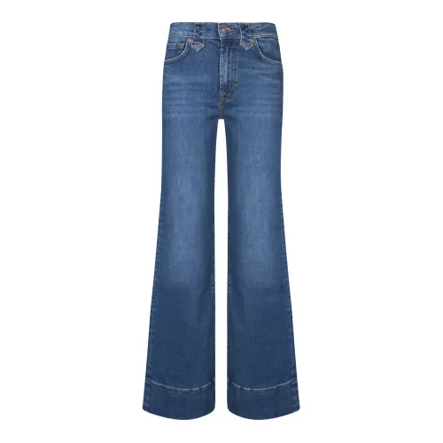 7 For All Mankind , High-Rise Flared Blue Jeans ,Blue female, Sizes: