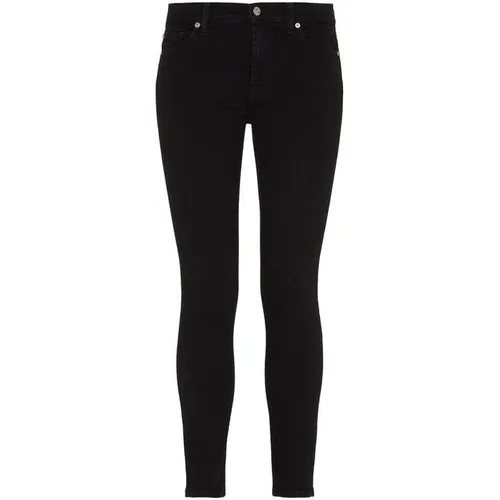 7 For All Mankind High Waist Skinny Crop Jeans - Black