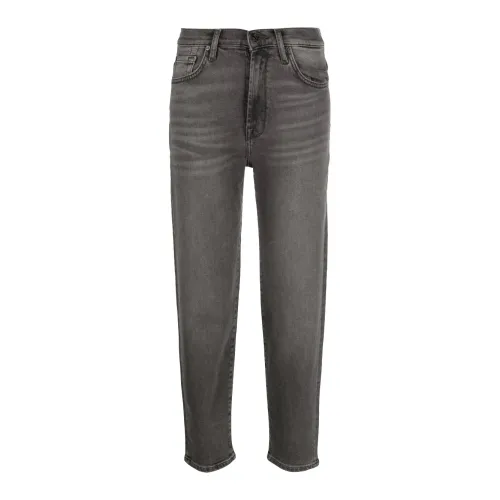 7 For All Mankind , High-waisted regular fit black denim jeans ,Gray female, Sizes: