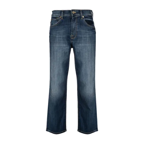 7 For All Mankind , High-waisted straight leg ankle jeans ,Blue female, Sizes: