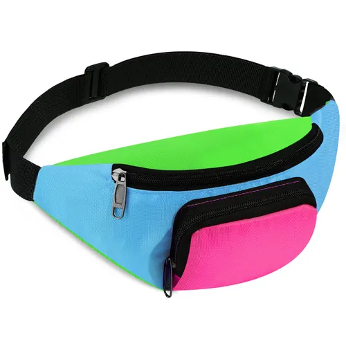 80s Retro Neon Fanny Pack 2 Pockets Hands Free Belt Bags