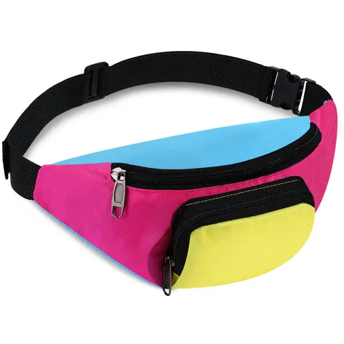 80s Retro Neon Fanny Pack 2 Pockets Hands Free Belt Bags