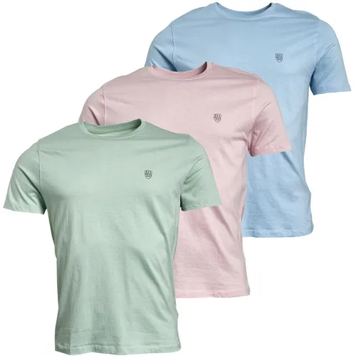 883 Police Mens Forbes Three Pack T-Shirts Sky Blue/Pink/Mint