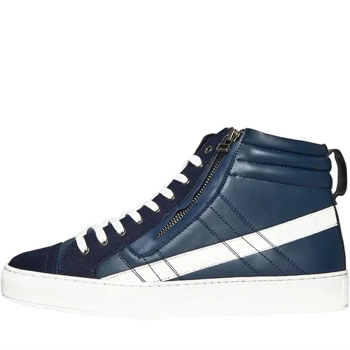 883 Police Mens Ryder High Top Trainers Navy/White