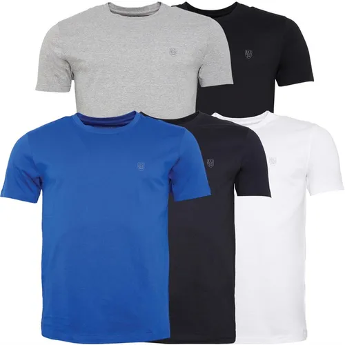 883 Police Mens Saxe Five Pack T-Shirts Black/Why/Navy/Grey/Electric Blue