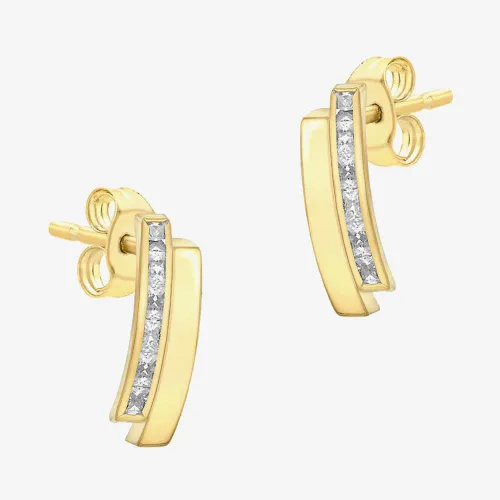 9ct Gold Double Bar Cubic Zirconia Earrings 1.58.9579