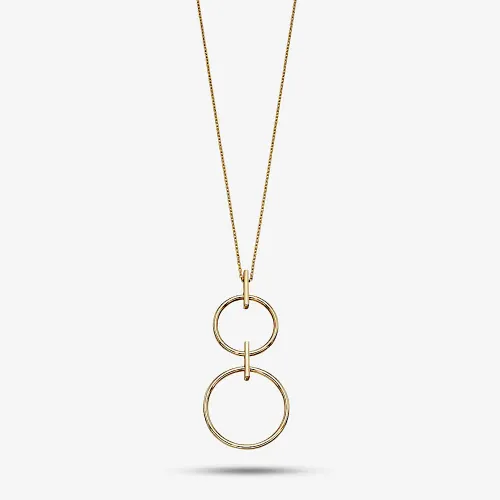 9ct Gold Double Circle Drop Necklace GN298