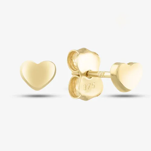 9ct Gold Heart Stud Earrings GE2179