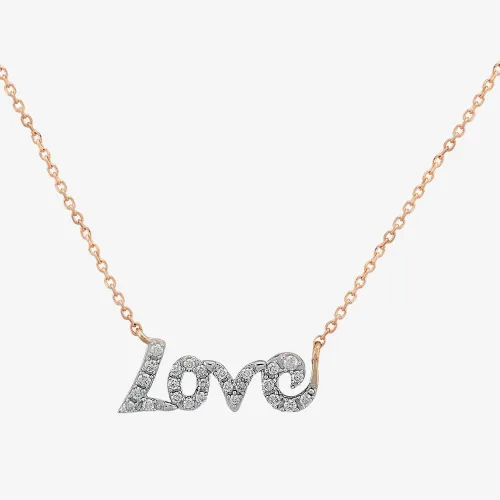 9ct Rose Gold 0.10ct Diamond Love Necklace THN23016-10