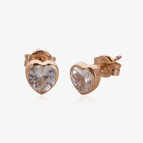 9ct Rose Gold Cubic Zirconia Heart Stud Earrings 5.58.8383
