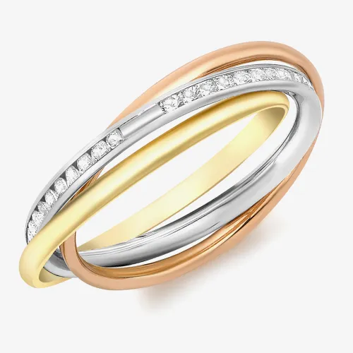 9ct Three-Colour Gold Crystal Trinity Ring (P) 3.84.8459 P