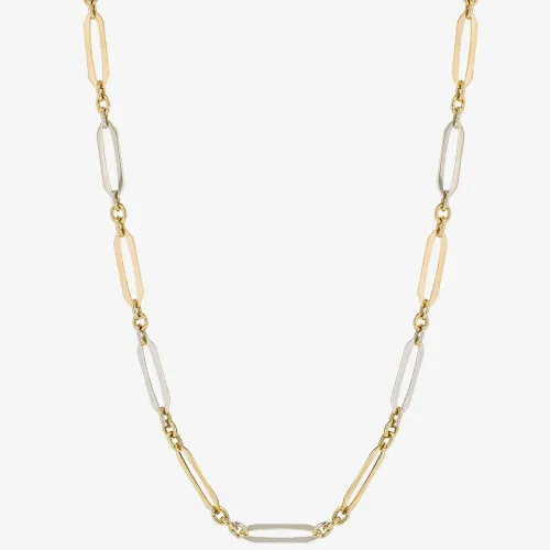 9ct Two Colour Gold 18 Inch Elongated Link Necklace GN364