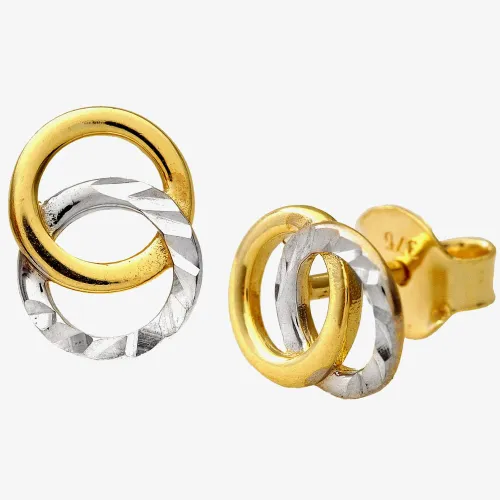 9ct Two-Colour Interlinked Circles Stud Earrings E1025YW