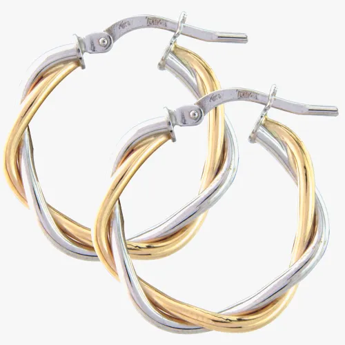 9ct Two-Colour Twist Hoop Earrings ER752