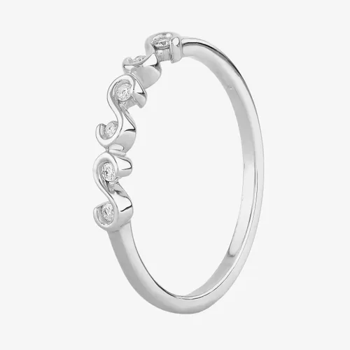 9ct White Gold 0.05ct Diamond S-Link Ring THR23106-05CH O