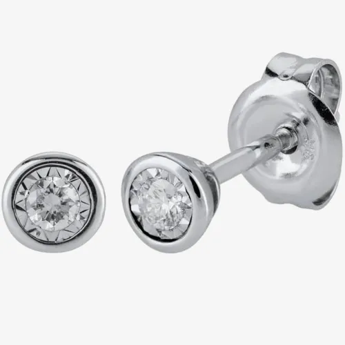 9ct White Gold 0.06ct Diamond Stud Earrings E5264D-9W-006G-A