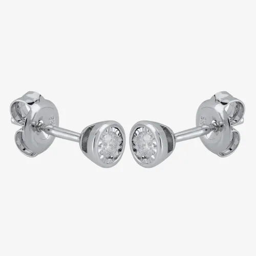 9ct White Gold 0.10ct Diamond stud Earrings E5264D-9W-010G-A