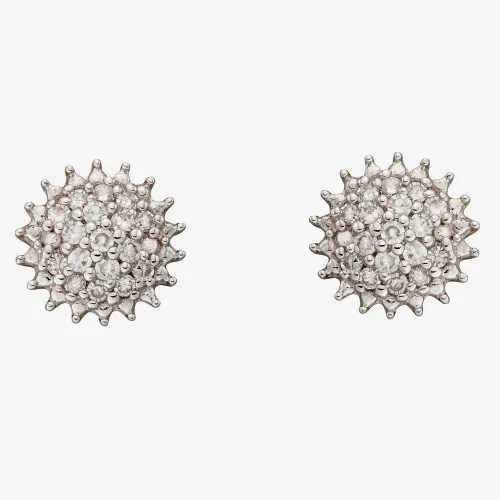9ct White Gold 0.10ct Diamond Urchin Cluster Stud Earrings GE2382