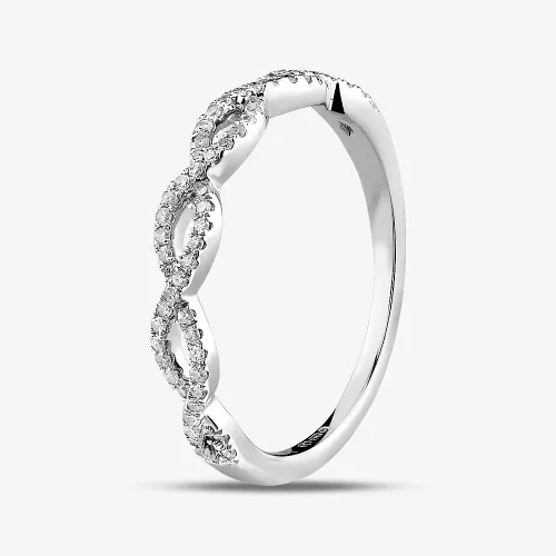 9ct White Gold 0.15ct Diamond Pave Open Wave Ring THR23187-15 L