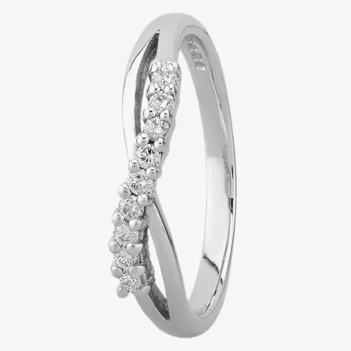 9ct White Gold 0.15ct Nine-Stone Diamond Crossover Ring (L) 9052/9W/DQ10/15PT L