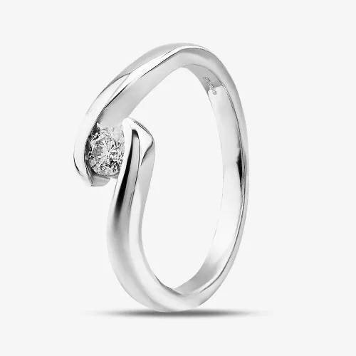 9ct White Gold 0.20ct Diamond Solitaire Twist Ring THR7063-20 M