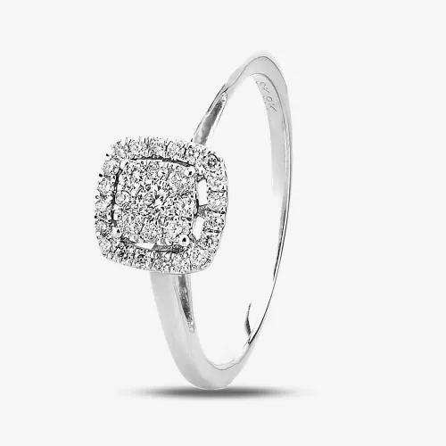 9ct White Gold 0.25ct Diamond Cushion Cluster Ring THR10926-25 N