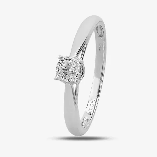 9ct White Gold 0.25ct Diamond Mount Accent Solitaire Ring THR20232-25 L