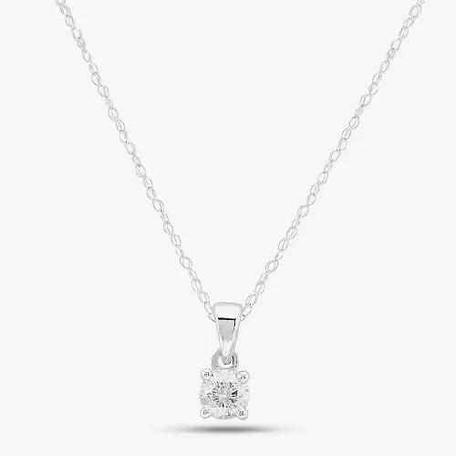 9ct White Gold 0.25ct Diamond Single Stone Necklace THP3119-25