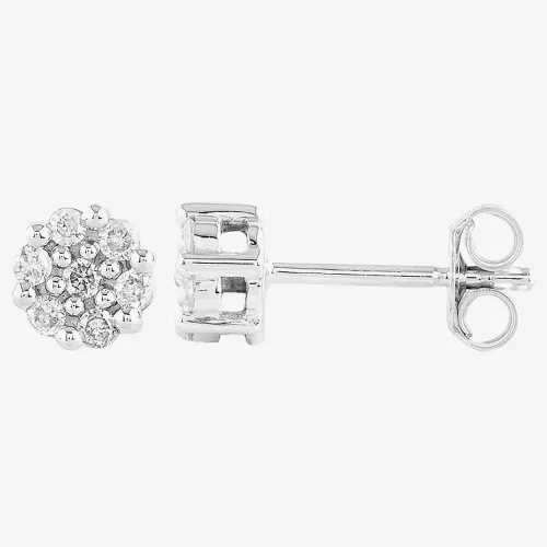 9ct White Gold 0.2ct Diamond Cluster Stud Earrings SKE17445-20