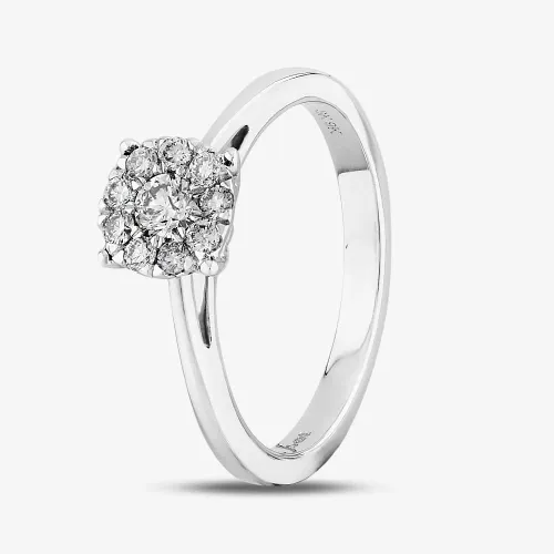 9ct White Gold 0.33ct Diamond Cluster Ring THR3146-33 L
