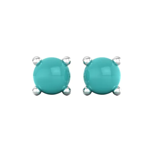 9ct White Gold 4 Claw Turquoise Stud Earrings