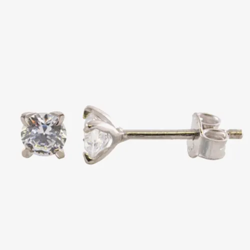 9ct White Gold 4mm Round Cubic Zirconia Stud Earrings 5-58-6319