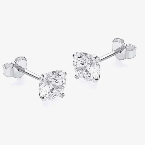 9ct White Gold 6mm Round Cubic Zirconia Stud Earrings 5.58.4979