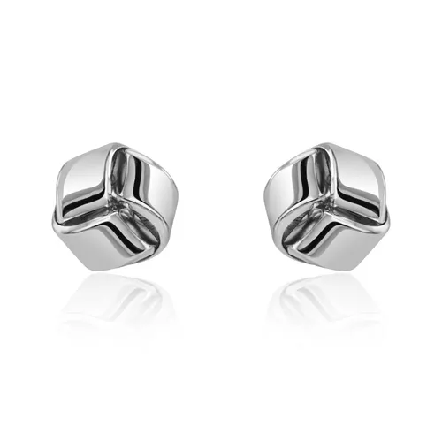 9ct White Gold 9mm Looped Knot Stud Earrings
