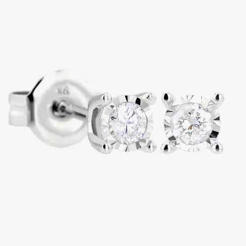 9ct White Gold Diamond 0.10ct Stud Earrings E4894D-9W-010G