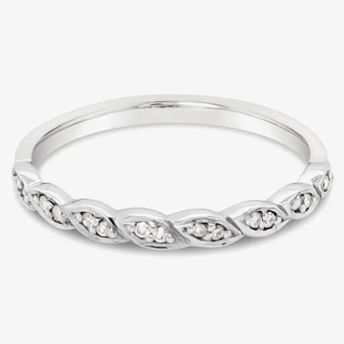 9ct White Gold Diamond Leaf Half-Eternity Ring (M) 10247/9W/DQ10 M