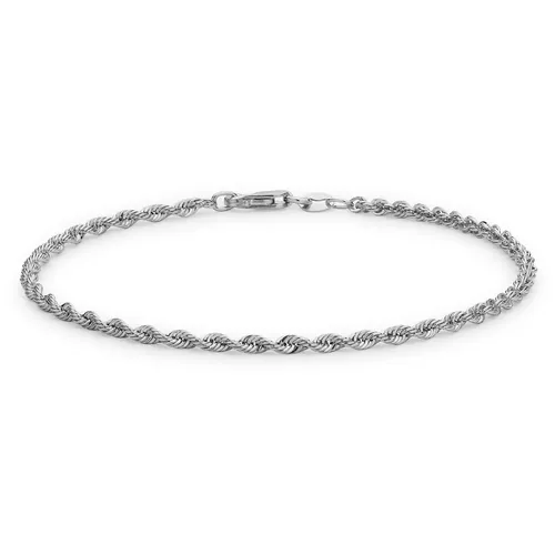 9ct White Gold Hollow Rope Bracelet