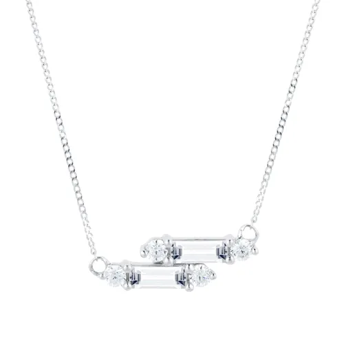 9ct White Gold Mixed Cubic Zirconia Necklace