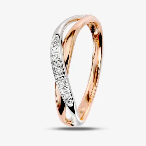 9ct White Rose Gold Diamond Crossover Ring GR447-54 (N)