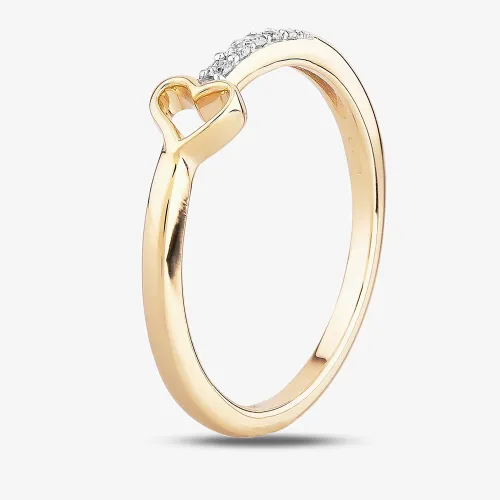 9ct Yellow Gold 0.05ct Diamond Open Heart Ring THR23107-05CH L