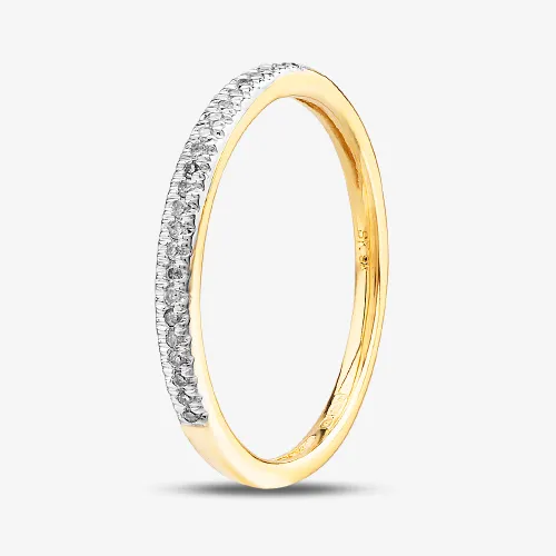 9ct Yellow Gold 0.08ct Diamond Half Eternity Ring SKR15238-08 9Y M
