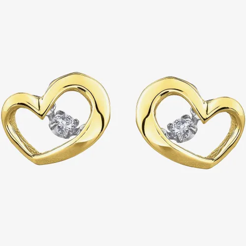 9ct Yellow Gold 0.10ct Diamond Heart Stud Earrings E3113YW/10-9