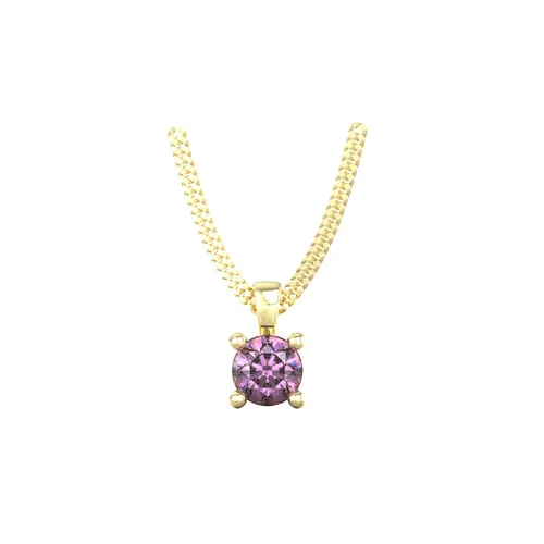 9ct Yellow Gold 4 Claw Amethyst Pendant & Chain