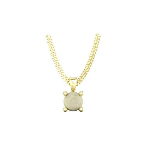 9ct Yellow Gold 4 Claw Opal Pendant & Chain
