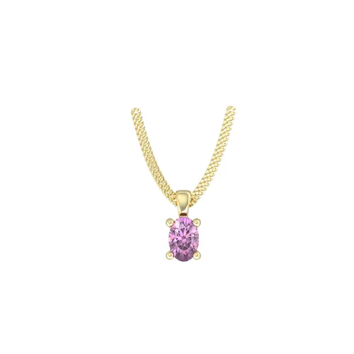 9ct Yellow Gold 4 Claw Oval Cut Amethyst Pendant & Chain