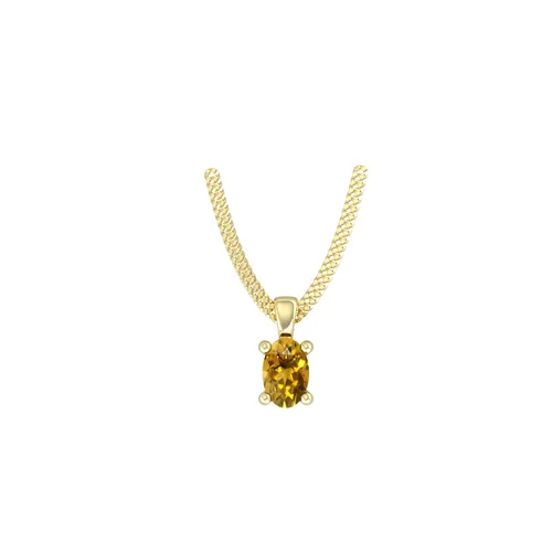 9ct Yellow Gold 4 Claw Oval Cut Citrine Pendant & Chain